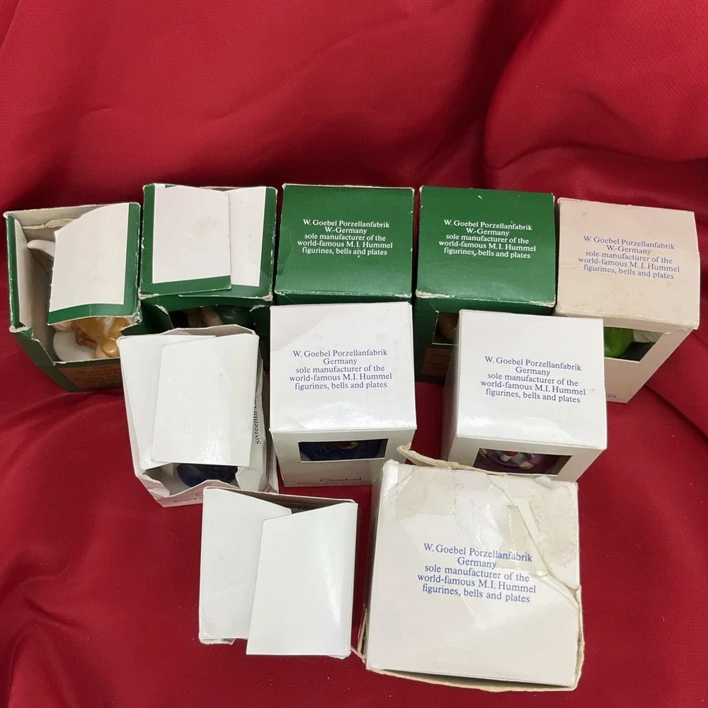 10 Vintage Goebel Hummel Angel Bell Ornaments 1984-1999 West Germany In Boxes